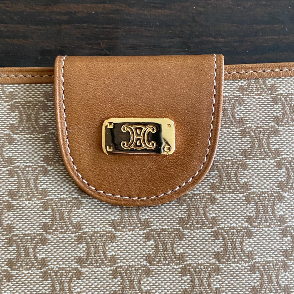 Celine Beige Canvas and Tan Leather Wallet - Picture 3 of 8